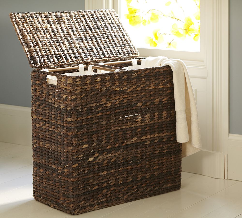 Seagrass Divided Hamper &amp; Liner- Havana