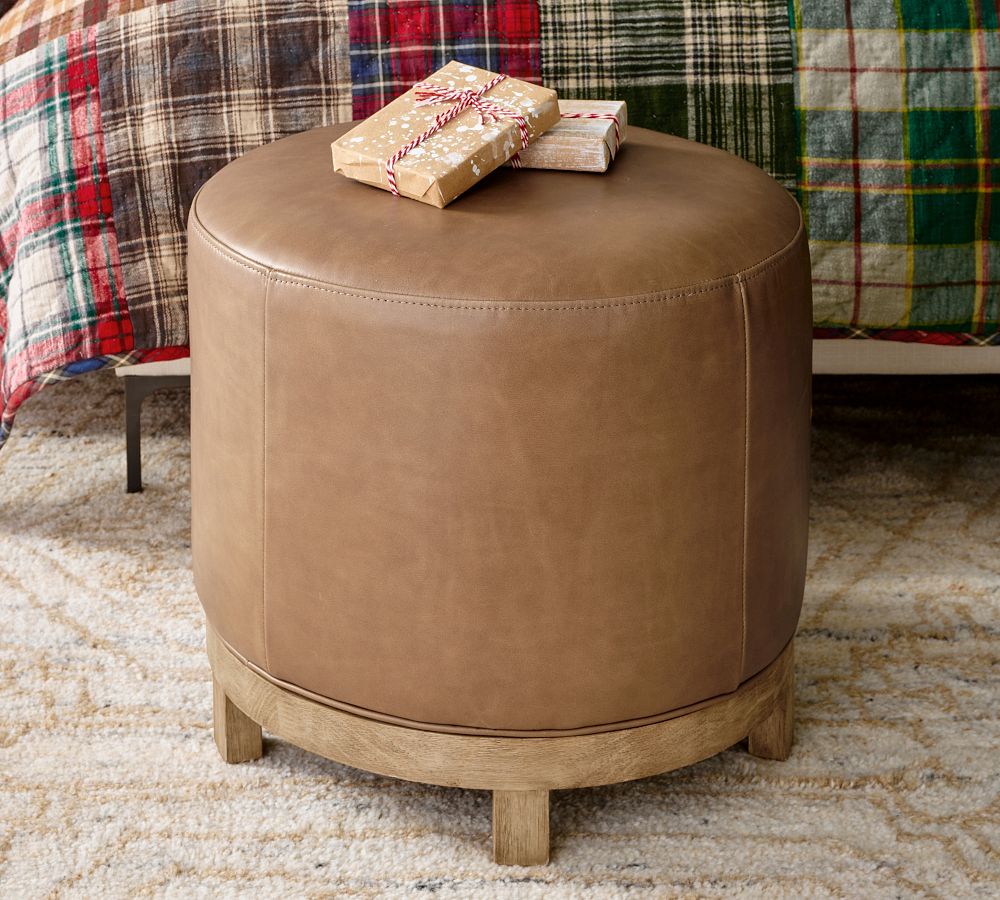 Jake Leather Swivel Stool Pottery Barn
