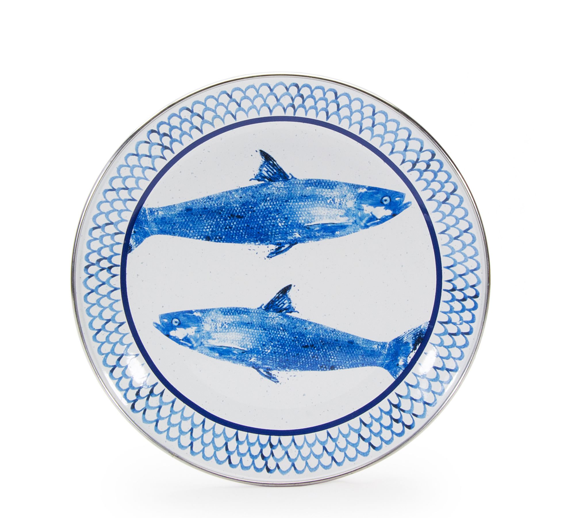 Pescado Enamel Salad Plates, Set of 4