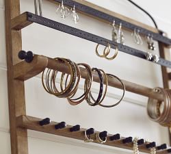 Wall-Mounted Mango Wood Jewelry Organizer