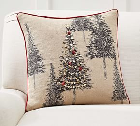 Tannen Embellished Tree Pillow Cover | Pottery Barn