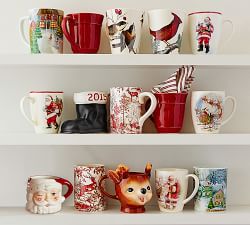 Pottery Barn Santa Mugs