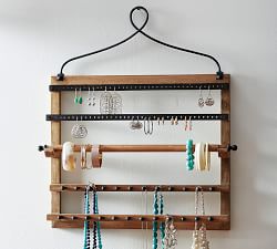 Wall-Mounted Mango Wood Jewelry Organizer