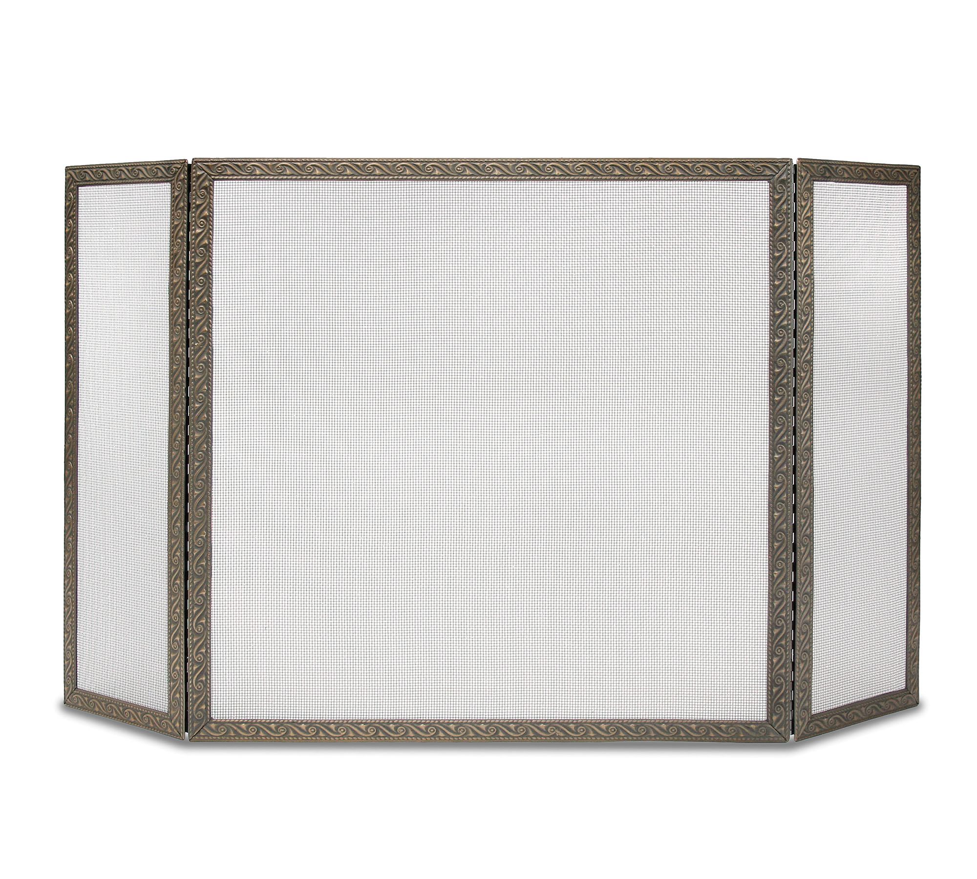 Ballard Embossed Tri Panel Firescreen - Brass