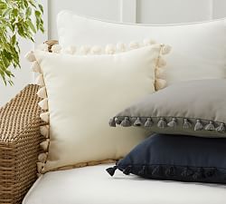 Tassel Trim Outdoor Pillow