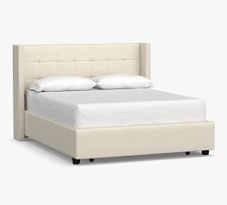 Elliot Upholstered Tufted Shelter Platform Footboard Storage Bed