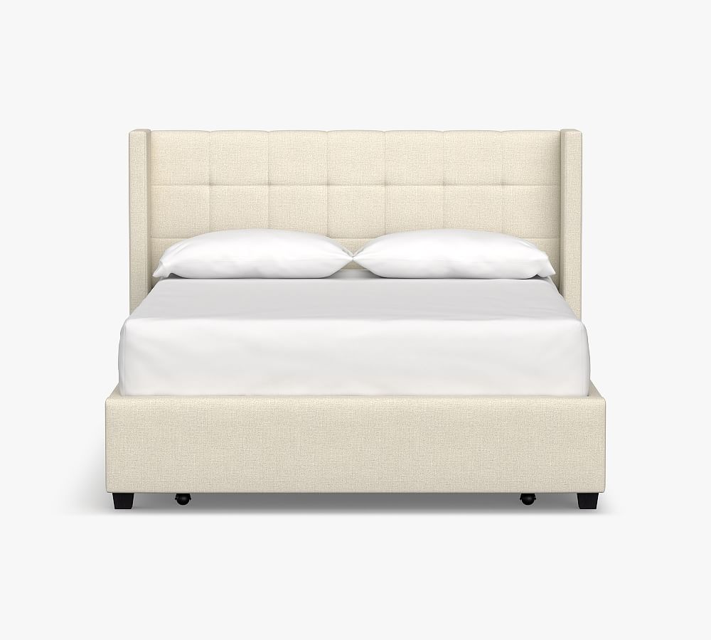 Elliot Upholstered Tufted Shelter Platform Footboard Storage Bed