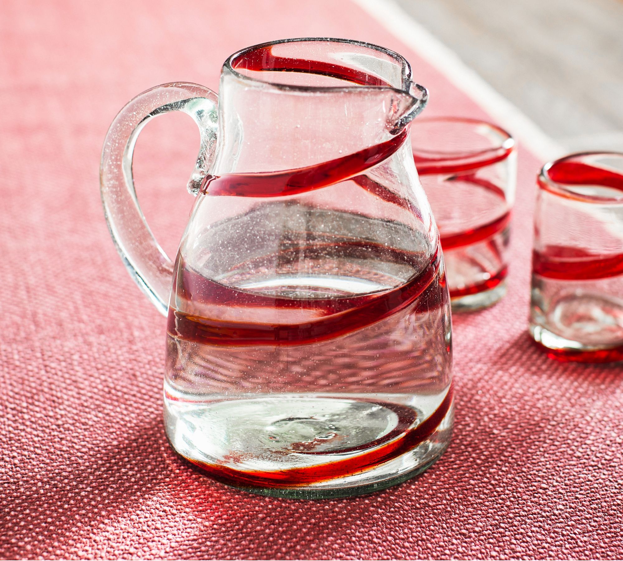 Red Ribbon Handcrafted Recycled Pitcher