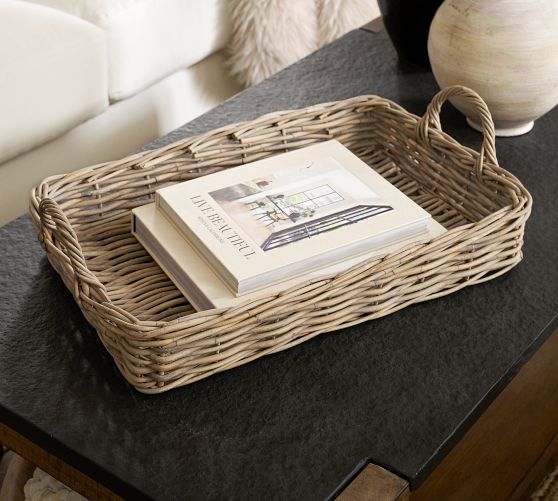Landry Handwoven Rattan Tray | Pottery Barn