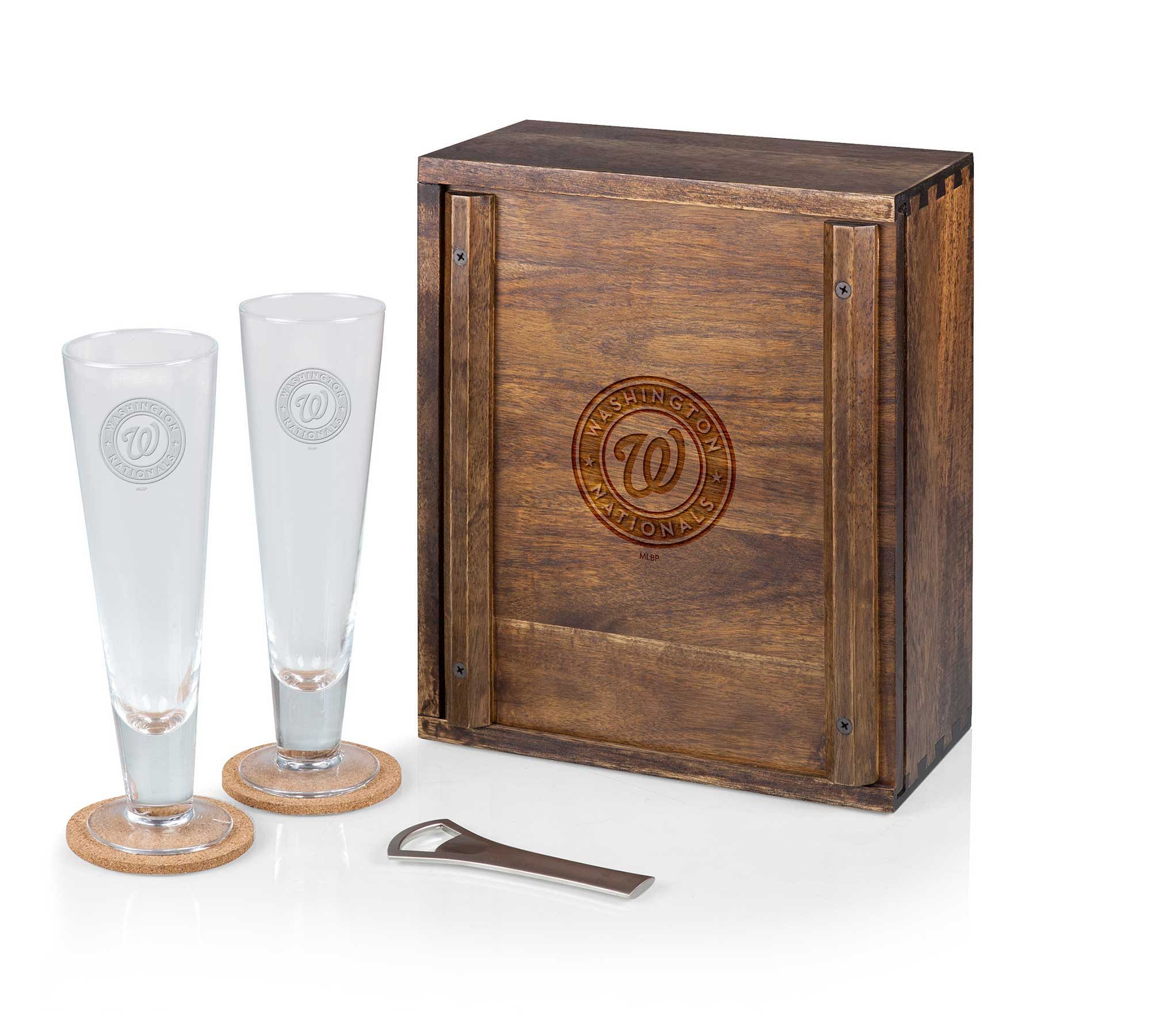 MLB Pilsner Acacia Wood Gift Box - Set for 2