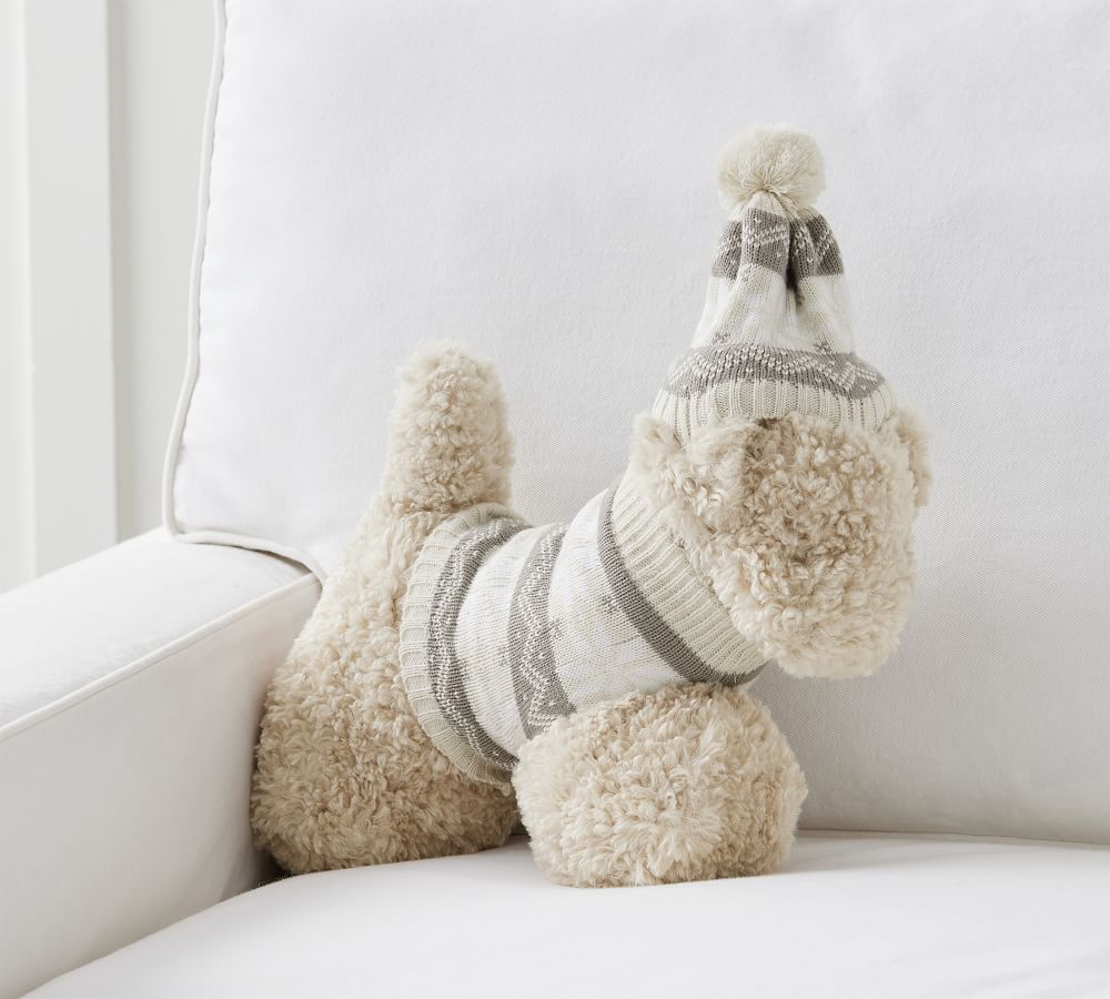 Doodle Faux Fur Dog with Sweater Pillow Pottery Barn