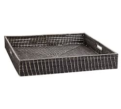 Garrett Woven Oversized Basket Tray - Black