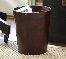 Saddle Leather Trash Bin