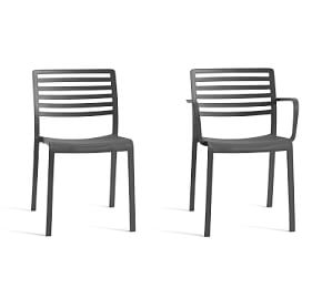 Newport Stackable Dining & Armchairs, Sets of 2, Gray | Pottery Barn