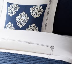 Emilia Embroidered Organic Percale Duvet Cover