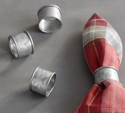 Galvanized Metal Napkin Ring, Set of 4