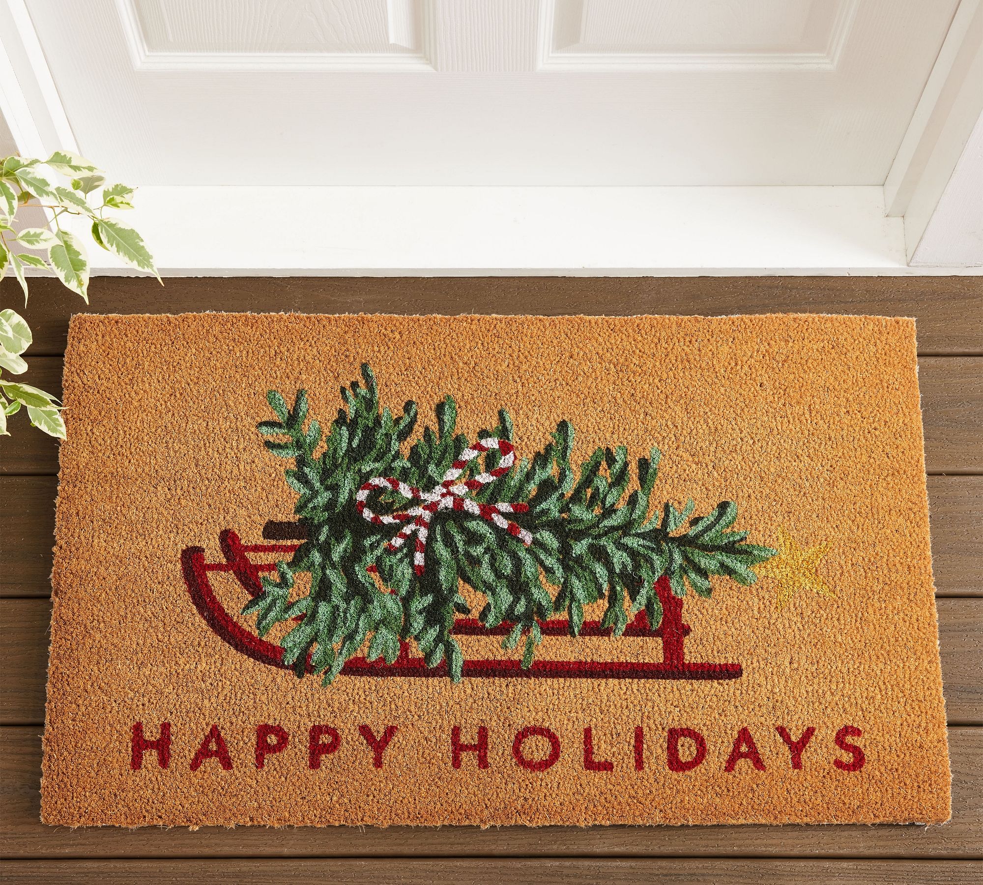 Happy Holidays Sled Doormat