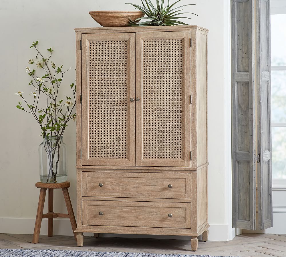 Sausalito Cane Armoire (40") Pottery Barn