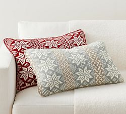 Fair Isle Snowflake Lumbar Pillow Cover