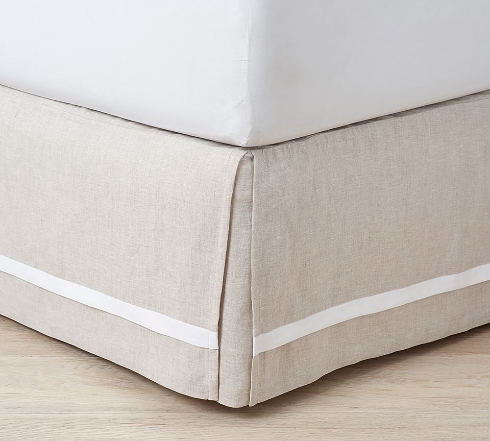 Belgian Flax Linen Contrast Flange Bed Skirt