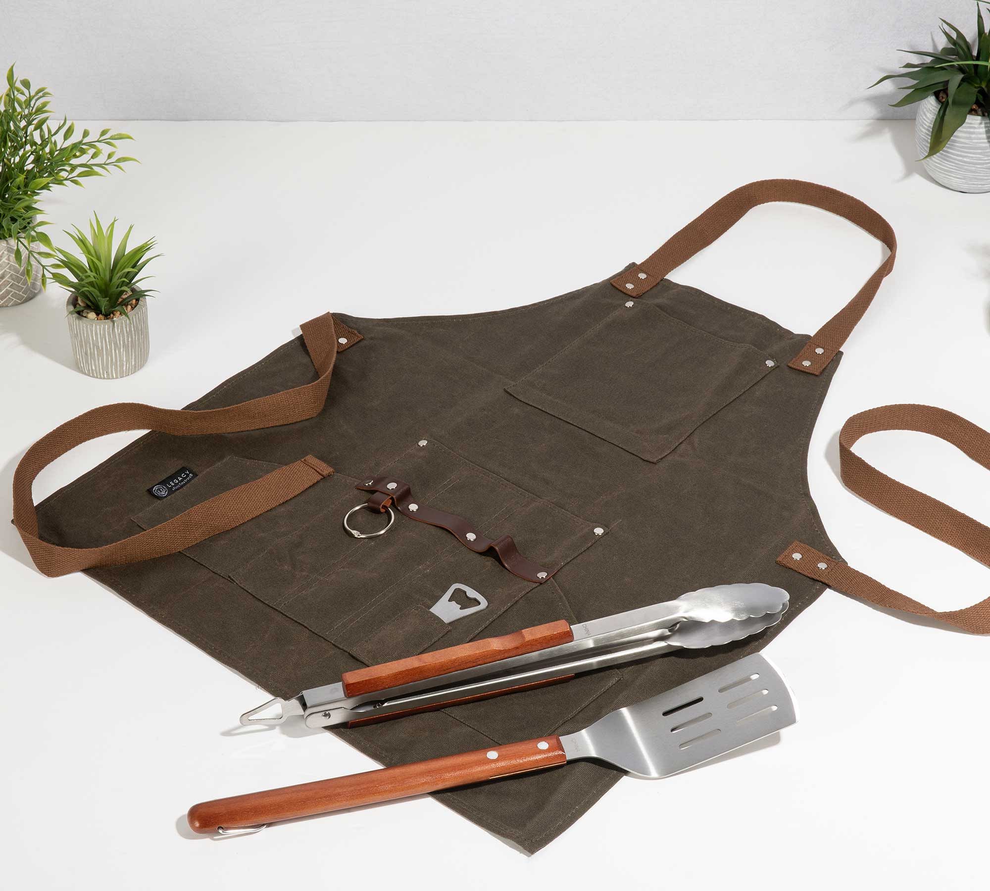 Greenpoint Canvas BBQ Apron & Grilling Utensil Set