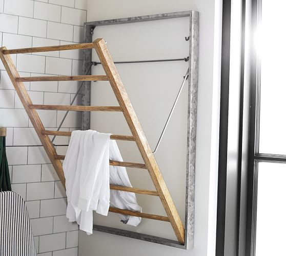 Galvanized Wall Mount Laundry Drying Rack Pottery Barn