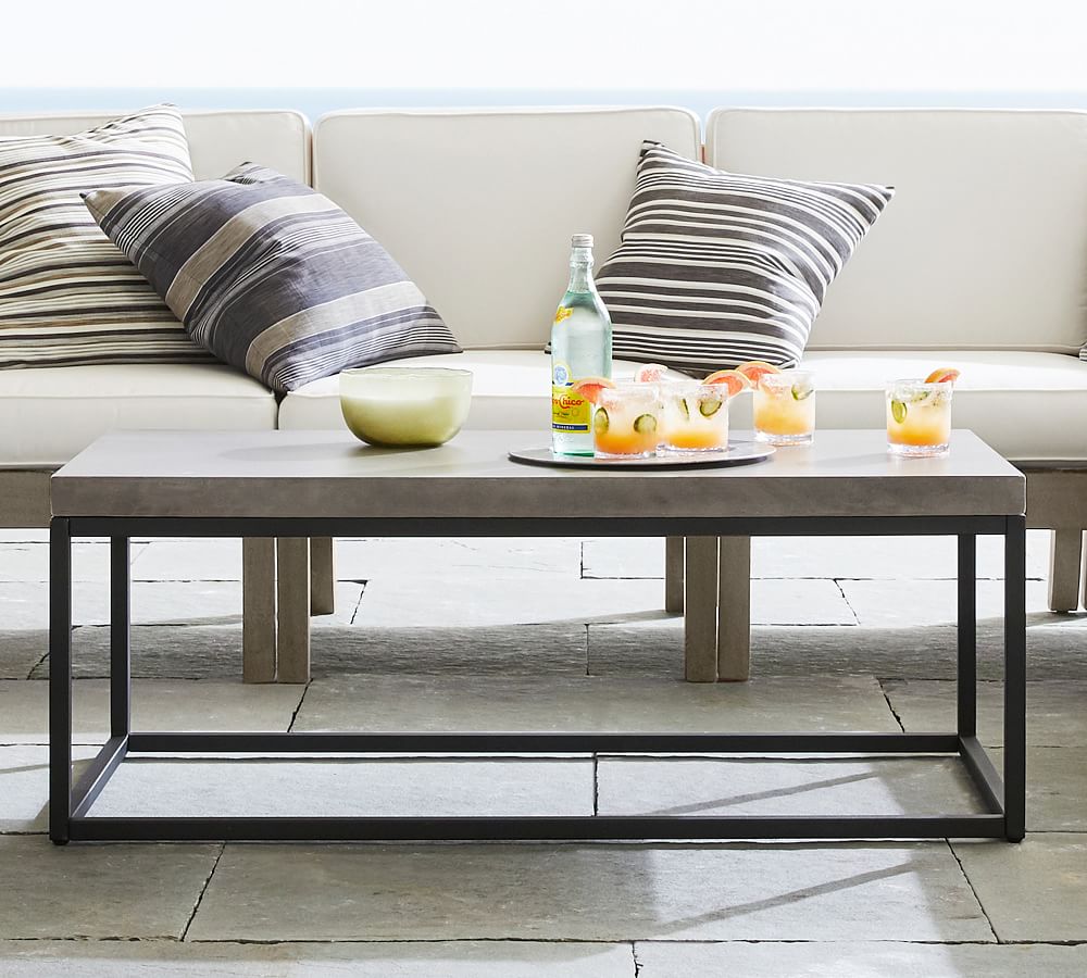 Sloan Concrete & Iron Outdoor Coffee Table | Pottery Barn
