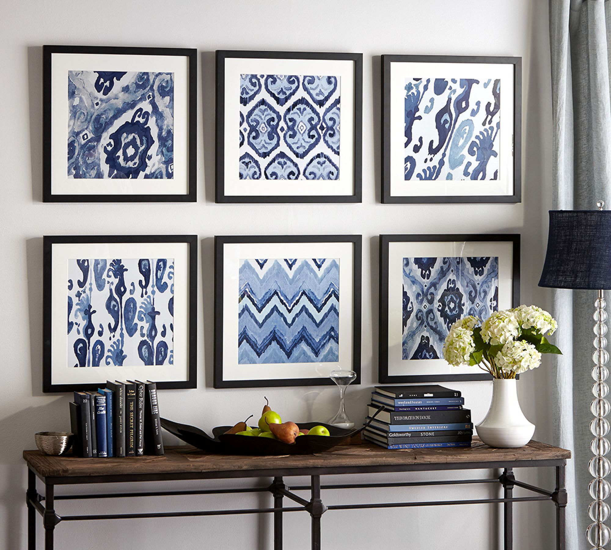 Indigo Ikat Framed Prints