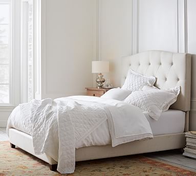 Elliot Curved Tufted Upholstered Bed | Pottery Barn