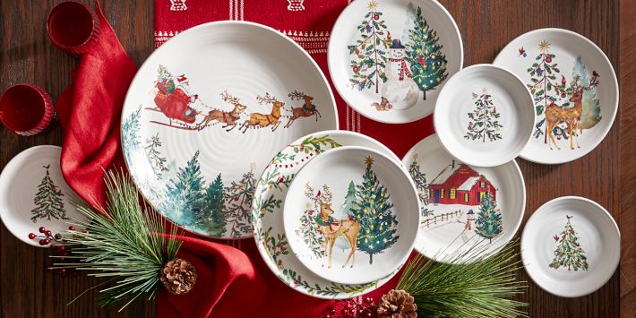 Christmas in the Country Stoneware Dinner Plates Set of 4