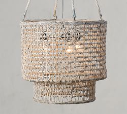 Open Weave Rattan Tiered Pendant (25&quot;)