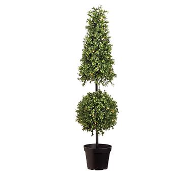 Faux Boxwood Cone Topiary Tree with LED Lights | Pottery Barn