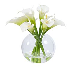 Faux Calla Lily in Glass Bowl