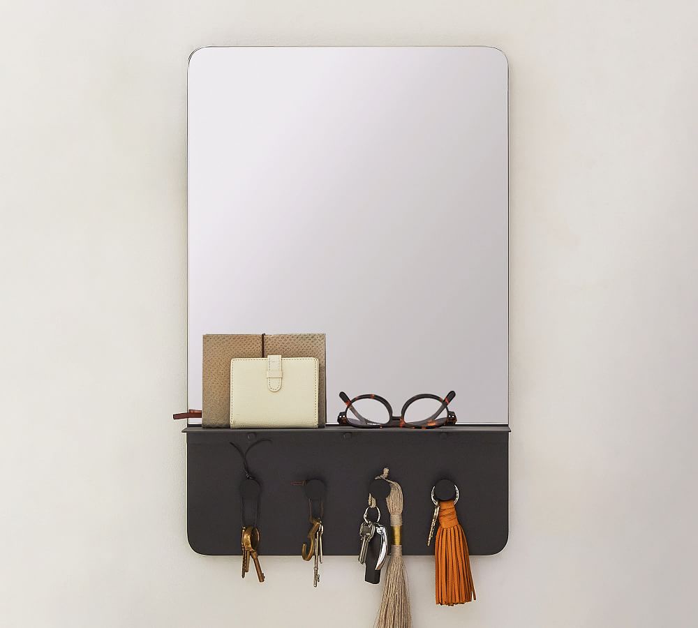 Hopper Entryway Mirror with Hooks