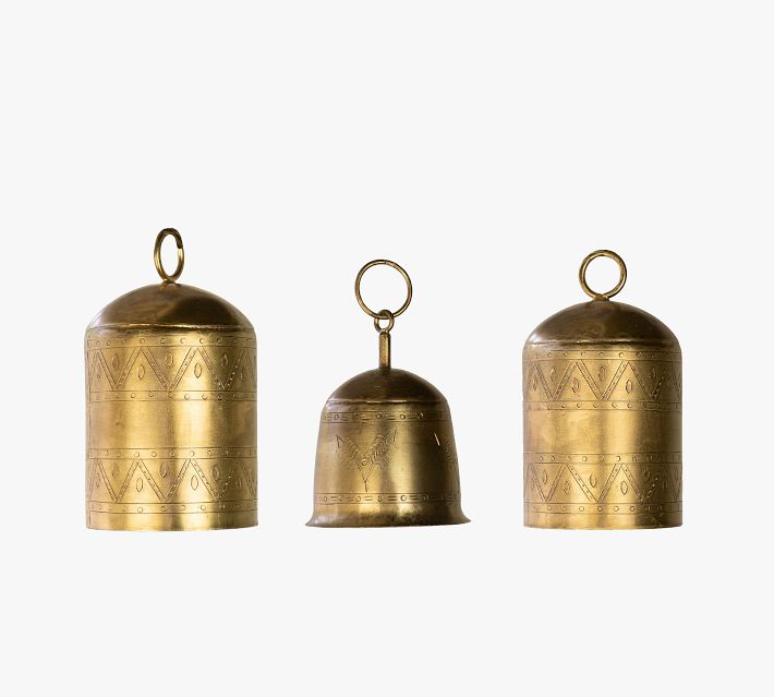 Kalalou set of 3 antique brass finish online bells