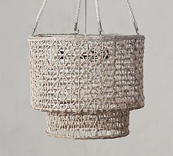 Open Weave Rattan Tiered Pendant (25&quot;)