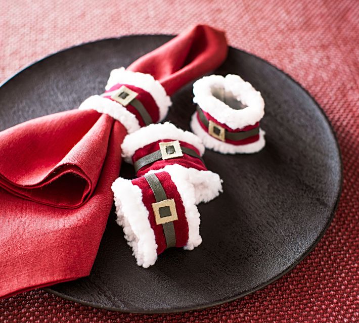 Santa's Belt Napkin Rings - Set of 4