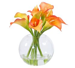 Faux Calla Lily in Glass Bowl