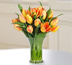 Faux Tulip in Glass Vase