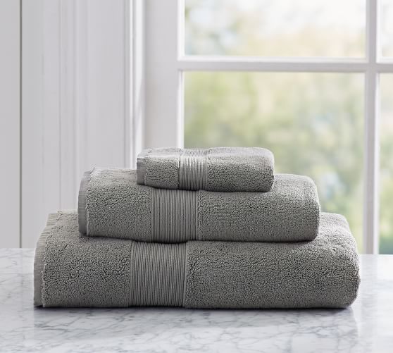 Pottery Barn sculpted grey selling towel set 2 towels 2 wash rags