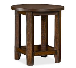 Benchwright Round End Table, Rustic Mahogany