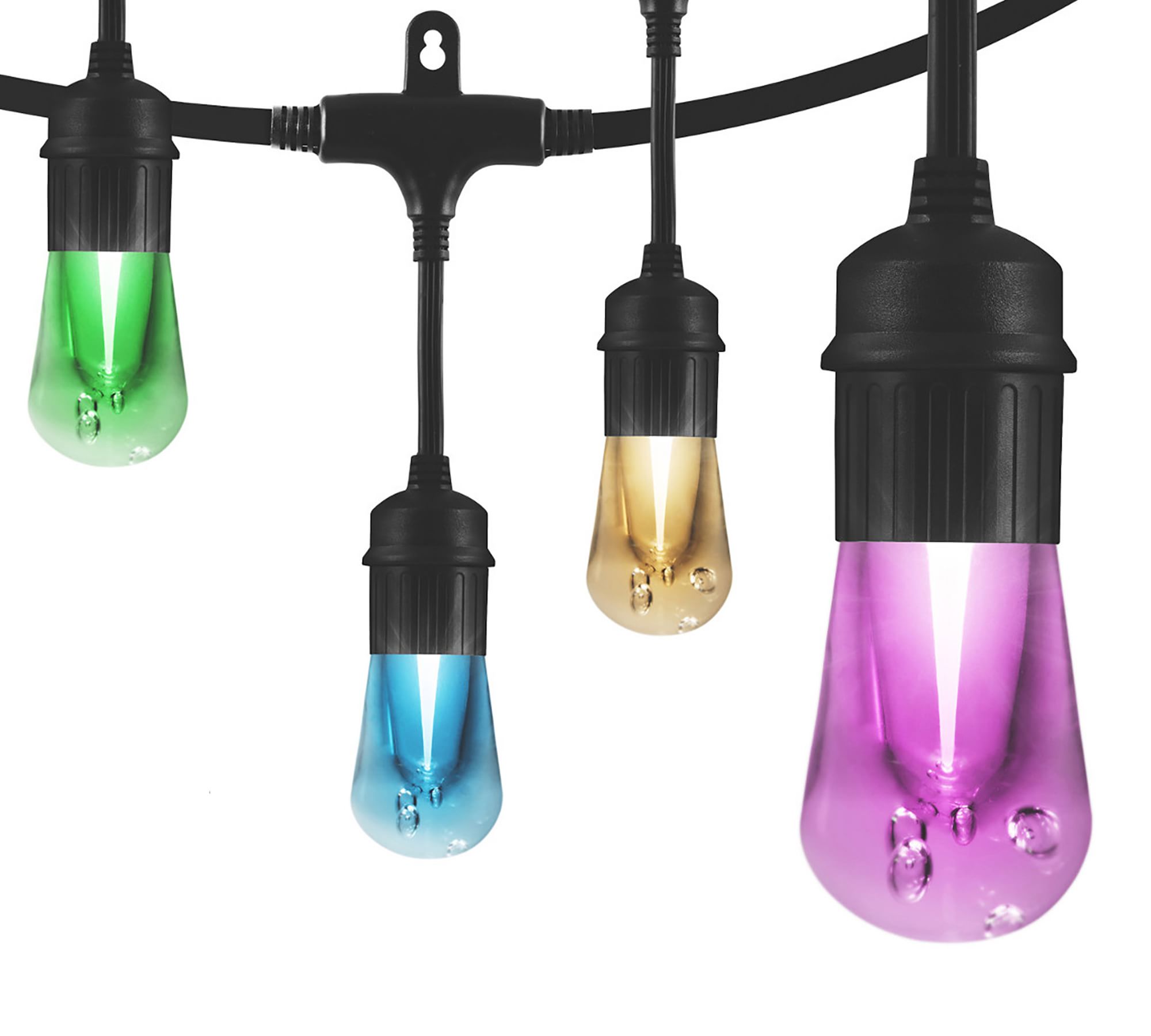 Color Changing Outdoor LED String Lights - Black