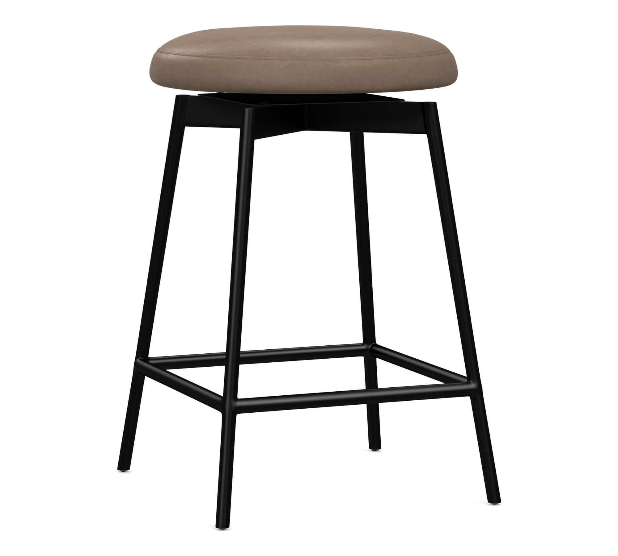 Maison Leather Backless Swivel Stool