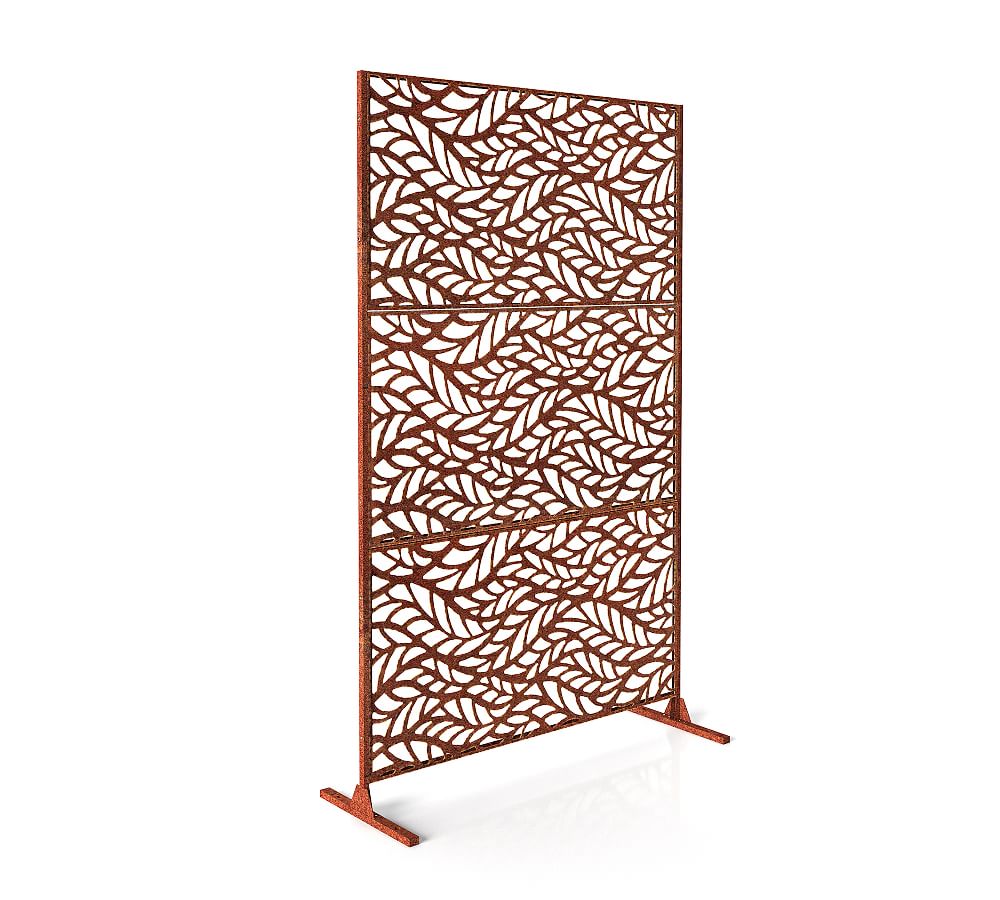 Sleek Weathered Corten Steel Privacy Screen - 76" Urban Oasis