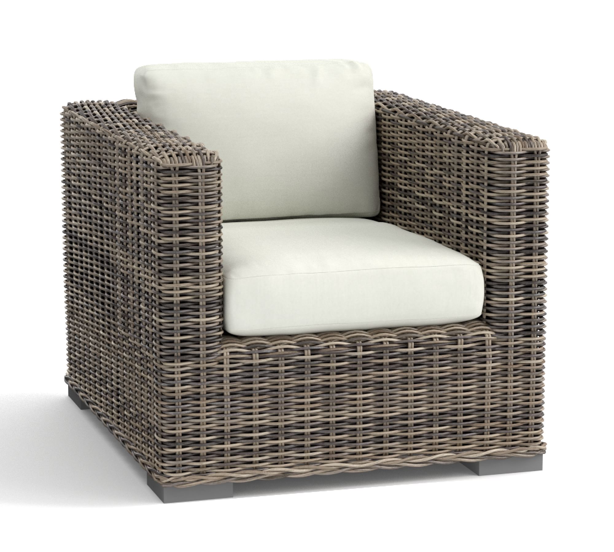 Huntington Wicker Square Arm Outdoor Lounge Chair