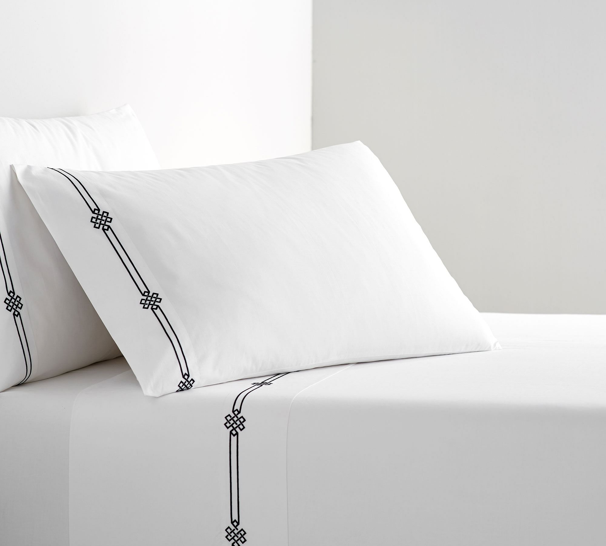 Emilia Embroidered Organic Percale Sheet Set