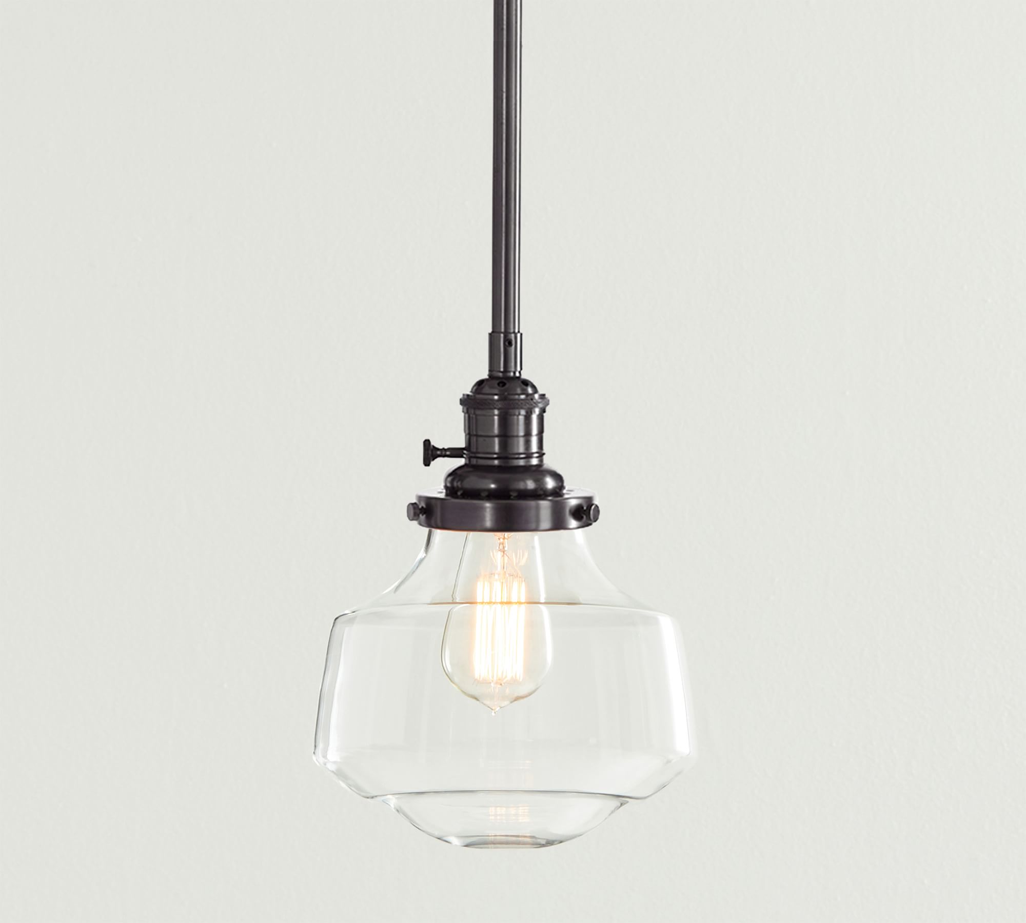 Schoolhouse Glass Pole Pendant (8"-12")