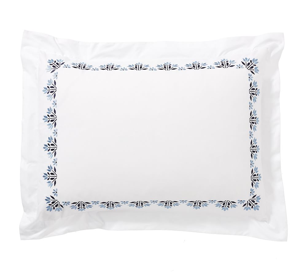 Blossom Embroidered Organic Percale Sham- Standard Size
