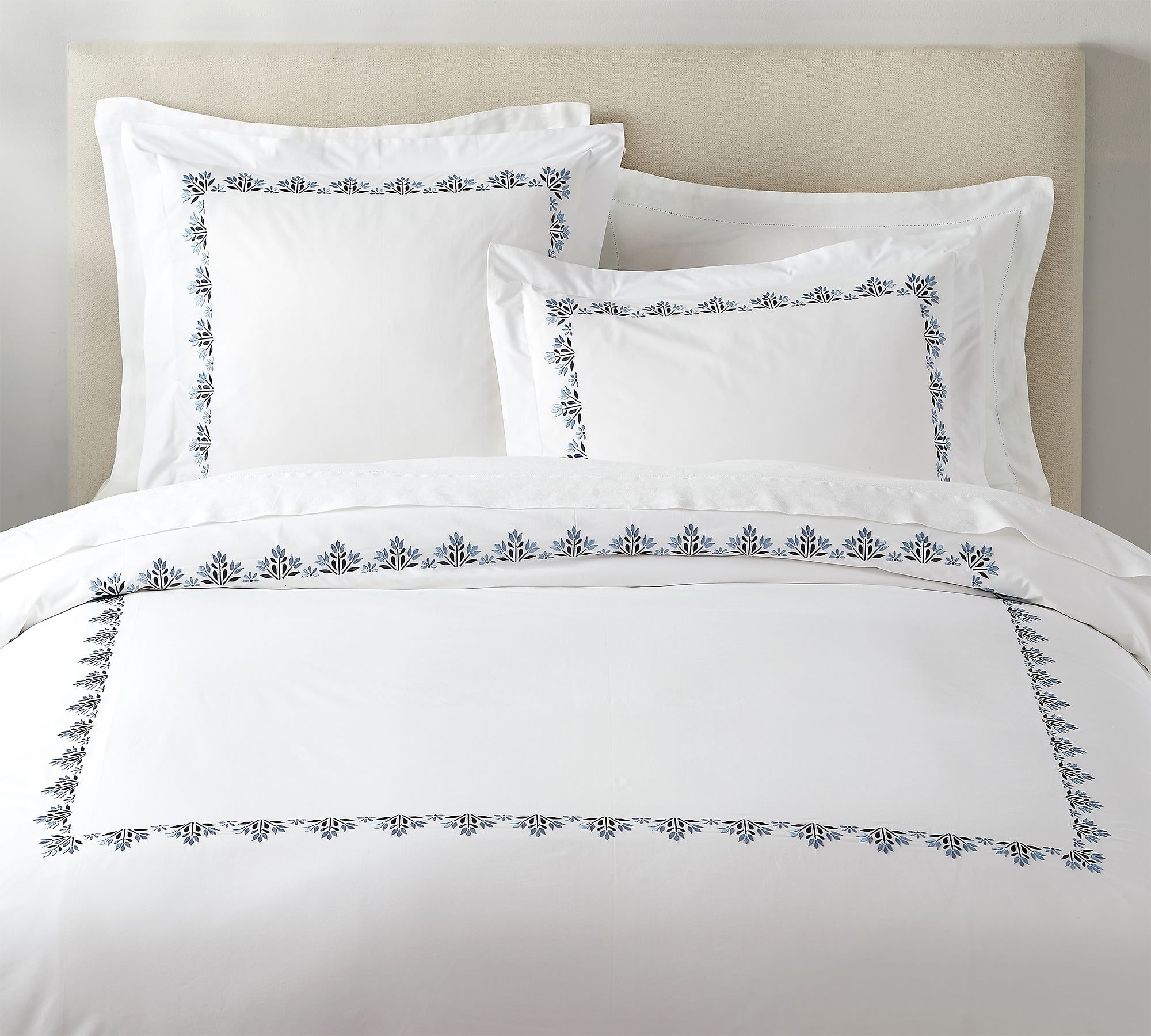 Open Box: Blossom Embroidered Organic Percale Duvet Cover