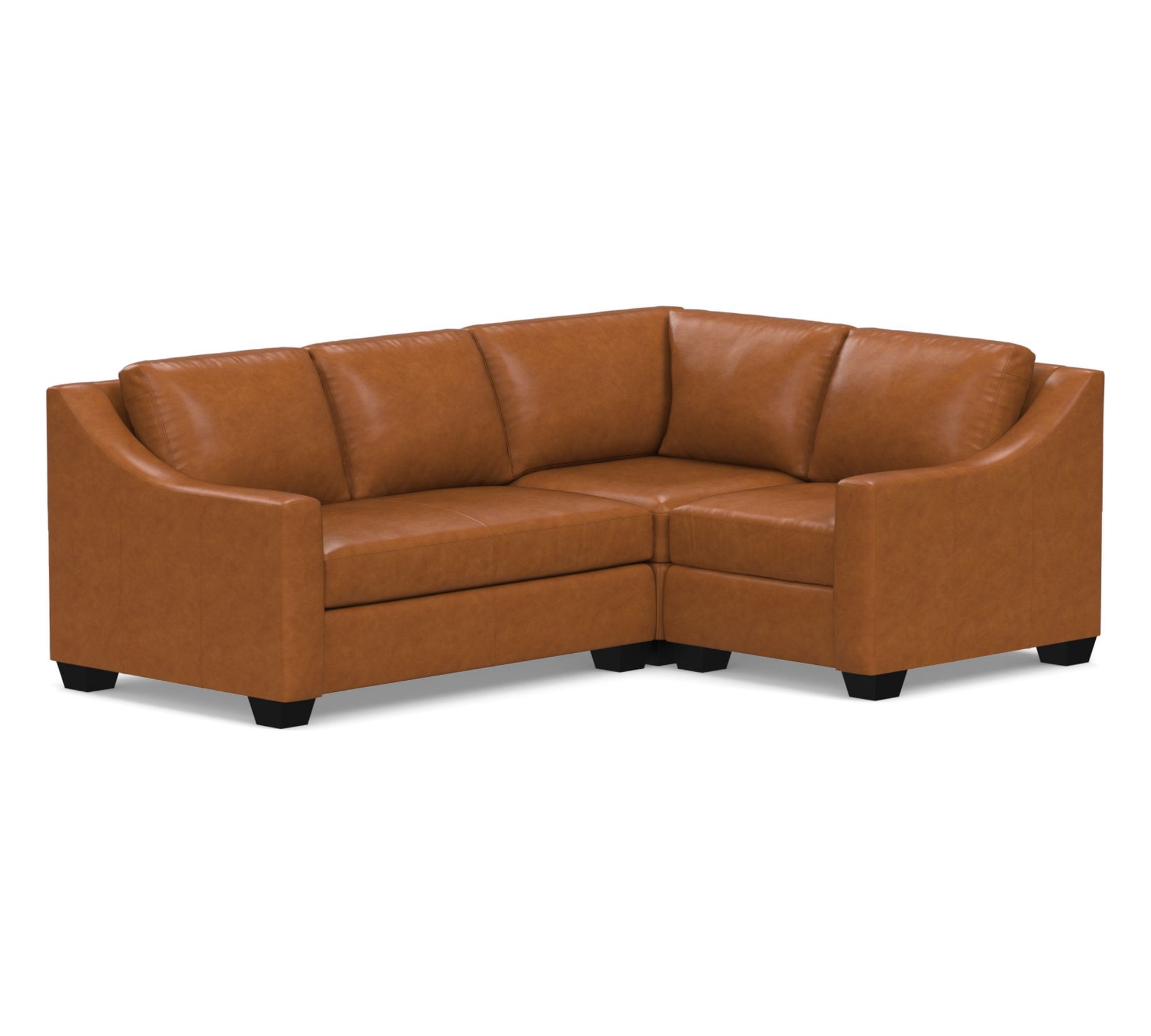 York Slope Arm Leather 3-Piece Sectional (94")